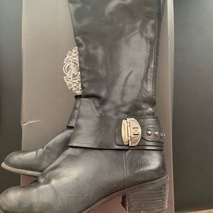 Black Leather knee boots.